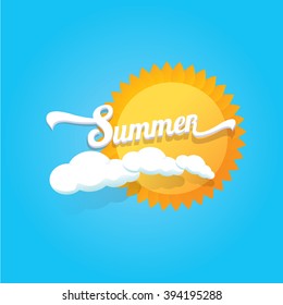 beautiful summer illustrations . vector summer label. summer icon with sun. Stylized design element. Background design for banner, poster, flyer, cover, brochure. Logo design.