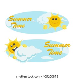 beautiful summer illustrations . vector summer label. summer icon with sun. Stylized design element. Background design for banner, poster, flyer, cover, brochure. Logo design.