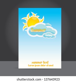 beautiful summer illustrations . vector summer vertical poster or cover design. summer flyer or postcard design template. travel concept illustration.