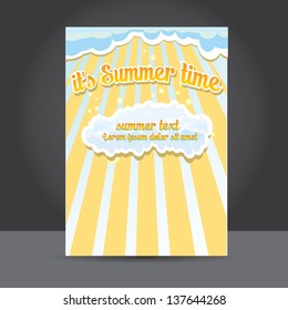 beautiful summer illustrations . vector summer vertical poster or cover design. summer flyer or postcard design template. travel concept illustration.
