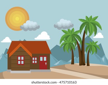 beautiful summer landscape icon vector illustration design