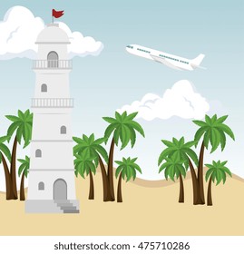 beautiful summer landscape icon vector illustration design