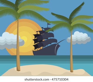 beautiful summer landscape icon vector illustration design