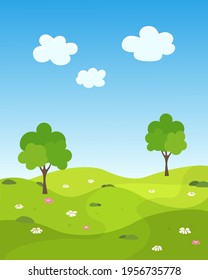 Hermosa ilustración vectorial del paisaje de verano.