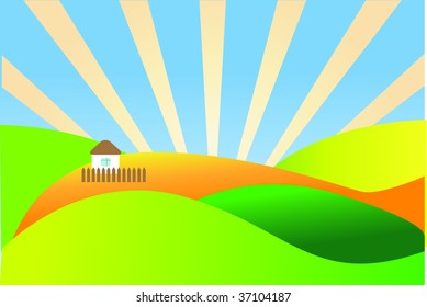 Beautiful summer landscape. Vector illustration.