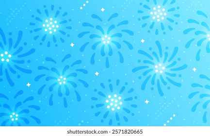 Beautiful summer night sky and fireworks. Simple vector illustration background.