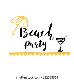 Beautiful summer poster with hand drawn lettering.  Template for sail, tropical vacation, banner, invitation, envelope, background, journal cards. 