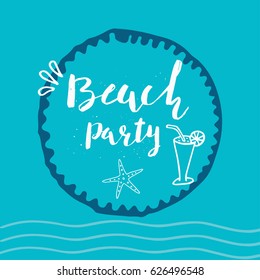 Beautiful summer poster with hand drawn lettering.  Template for sail, tropical vacation, banner, invitation, envelope, background, journal cards. Indian blue collection