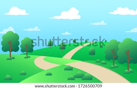 Beautiful summer scenery is perfect for tranquility. Flat design vector illustration