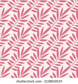 beautiful summer seamless pattern with leaves in on-trend colors, pink and purple on a light background