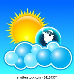 Beautiful summer sky with planet Earth in the skies