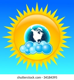 Beautiful summer sky with planet Earth in the skies