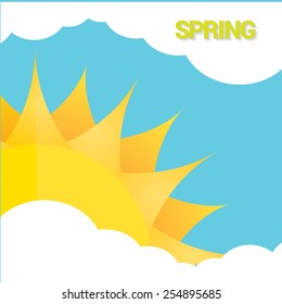 beautiful summer or spring illustrations . vector summer label. summer icon with sun and clouds.