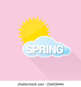 beautiful summer or spring illustrations . vector summer label. summer icon with sun and clouds.