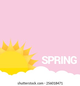 beautiful summer or spring illustrations . vector summer label. summer icon with sun and clouds.