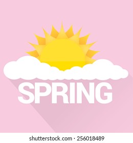 beautiful summer or spring illustrations . vector summer label. summer icon with sun and clouds.