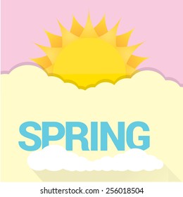 beautiful summer or spring illustrations . vector summer label. summer icon with sun and clouds.