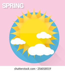 beautiful summer or spring illustrations . vector summer label. summer icon with sun and clouds.