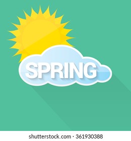 beautiful summer or spring illustrations . vector spring label. spring icon with sun and clouds.