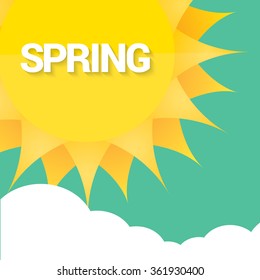 beautiful summer or spring illustrations . vector spring label. spring icon with sun and clouds.