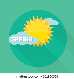 beautiful summer or spring illustrations . vector spring label. spring icon with sun and clouds.