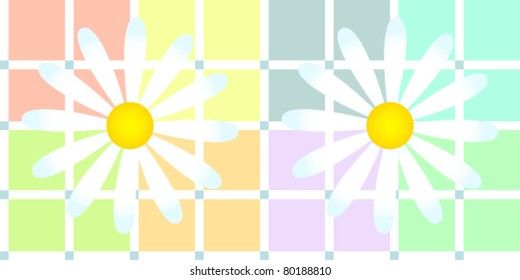 Beautiful summer theme soft pastel seamless pattern with daisy flower in front, can be used together or separately for textile, wallpaper or card.