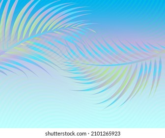 Hermoso fondo vectorial de palmeras tropicales de verano. Palmeras pastel multicolores con fondo azul.  Eps 10, ilustración vectorial editable. Copiar espacio.