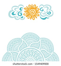 Beautiful sun and clouds. Vector illustration