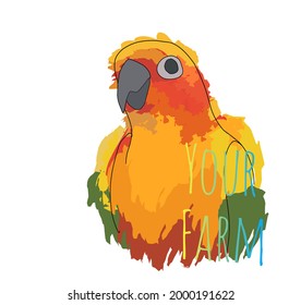 beautiful sun conure bird vector for farm label and logo
