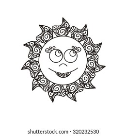Beautiful sun cute cartoon vector illustration