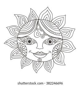 Beautiful sun cute cartoon vector illustration