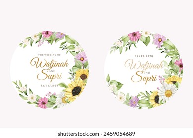 beautiful sun flower labels design 