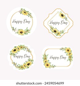 beautiful sun flower labels design 