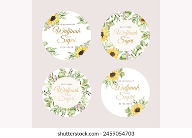 beautiful sun flower labels design 