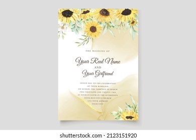 beautiful sun flower wedding invitation card set