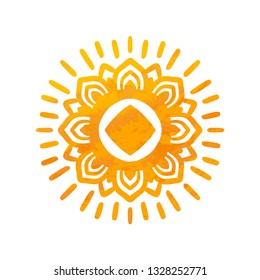 Beautiful Sun. Hand Drawn With Structure. Ornamental Mandala.