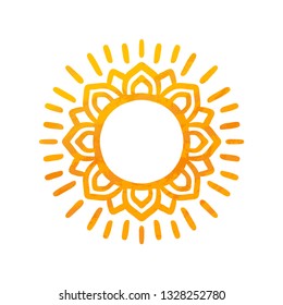 Beautiful Sun. Hand Drawn With Structure. Ornamental Mandala.