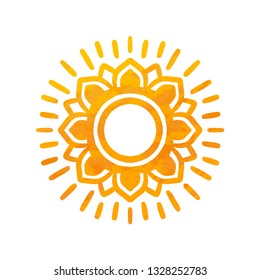 Beautiful Sun. Hand Drawn With Structure. Ornamental Mandala.