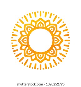 Beautiful Sun. Hand Drawn With Structure. Ornamental Mandala.