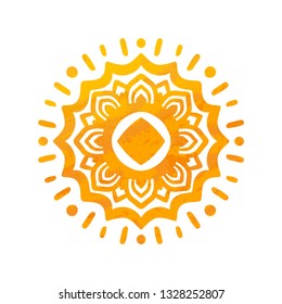 Beautiful Sun. Hand Drawn With Structure. Ornamental Mandala.