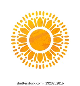 Beautiful Sun. Hand Drawn With Structure. Ornamental Mandala.
