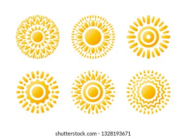Beautiful Sun Icon Set.