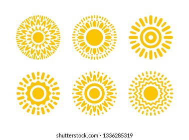 Beautiful Sun Icon Set.