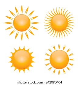 Beautiful Sun icons set. Vector Sun and weather sign. Logo element collection.