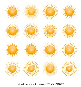 Beautiful Sun icons set. Vector Sun symbol. Logo element collection.