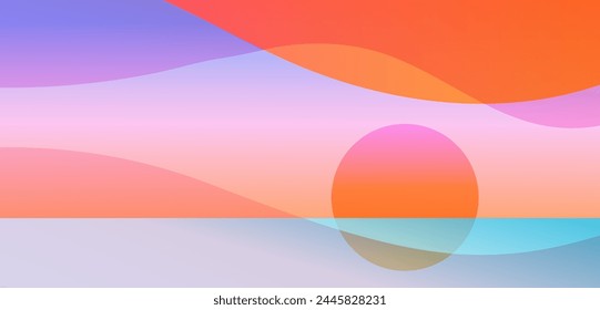 Beautiful sun and sea abstract background, landscape. Summer and travel concept design. Colorful nature panoramic view, with sun light abstract background with copy space. Vector design and