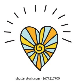 Beautiful sun and sky heart. Vector illustration