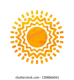 Beautiful Sun With Structure. Hand Drawn.