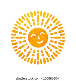 Beautiful Sun With Structure. Hand Drawn.