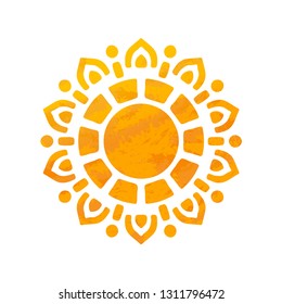 Beautiful Sun With Structure. Hand Drawn. Ornamental Mandala.